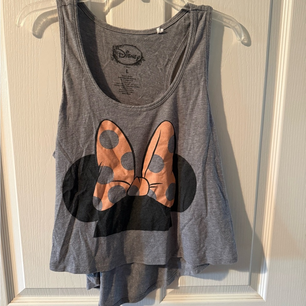 Disney Gray Minnie Graphic Tank with Copper Accent